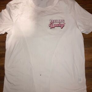 SHEIN White Tee with Pink Graphic